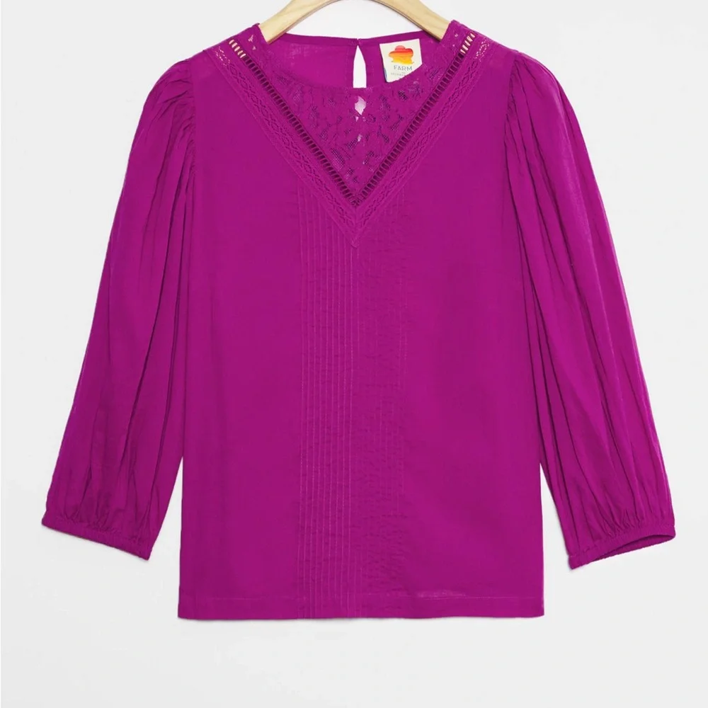New Farm Rio Kelsie Purple Blouse Size Medium - Picture 2 of 16